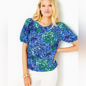 NWT Women’s LILLY PULITZER Abaco Blue In Turtle Awe Rhett Knit Top XL